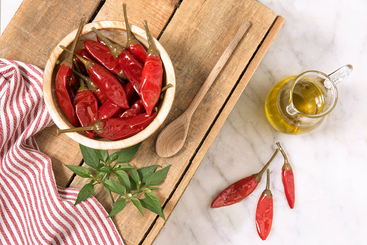 Hot Calabrian long peppers